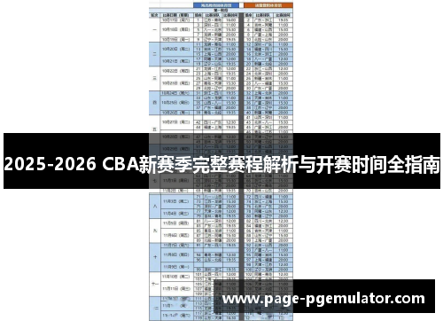 2025-2026 CBA新赛季完整赛程解析与开赛时间全指南